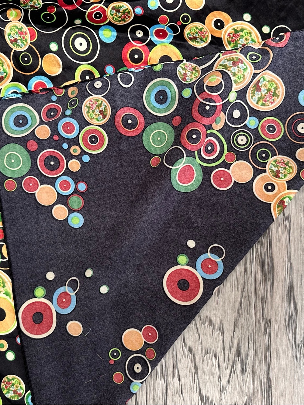 Black Multicolor Circle Print SCARF WRAP